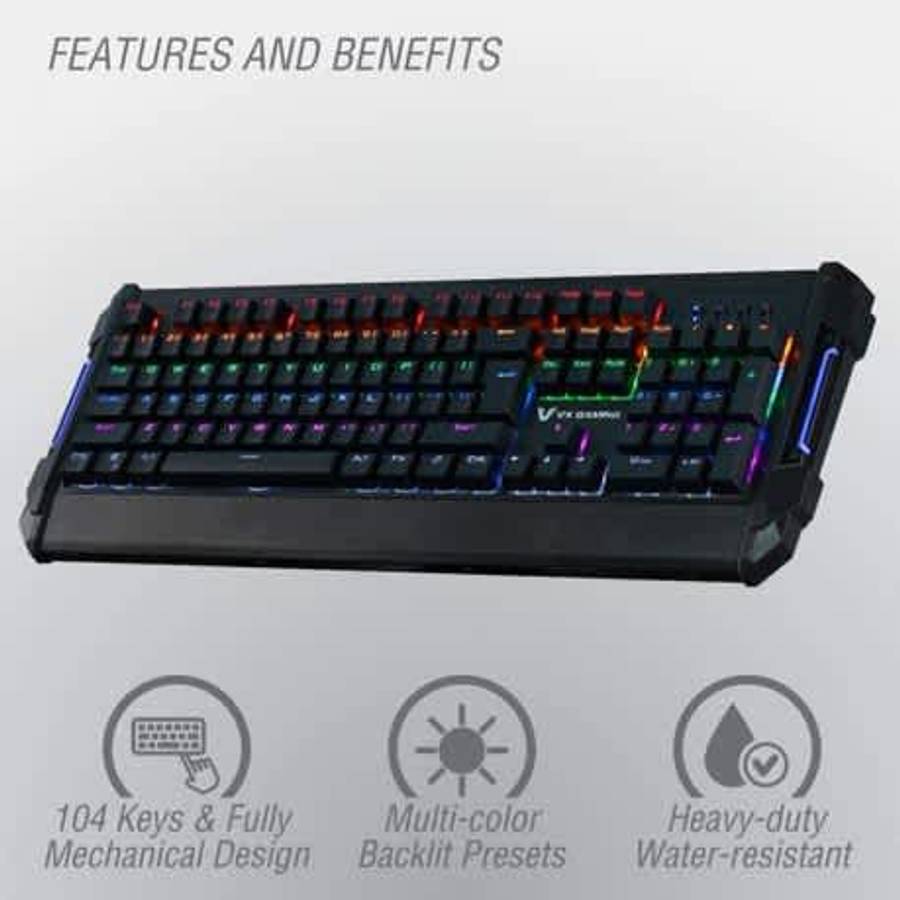 VX Gaming Reinforce Series Mechanical Rainbow Lighting Keyboard - Black