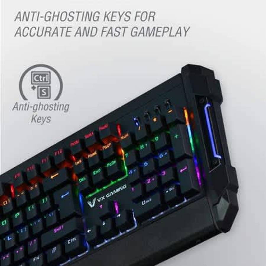 VX Gaming Reinforce Series Mechanical Rainbow Lighting Keyboard - Black