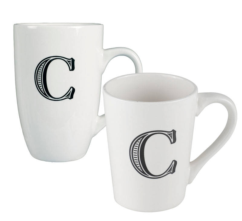 "Mug - Household Accessories - Ceramic - Letter C Design - White - 5 Pack"
