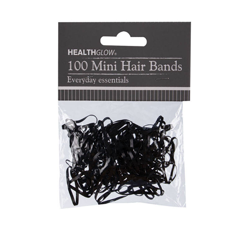 "Mini Hair Bands - Elastic - Black - 100 Piece - 35 Pack"