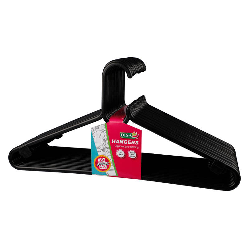 "Clothes Hangers - BPA Free Plastic - Black - 20 Piece - 4 Pack"