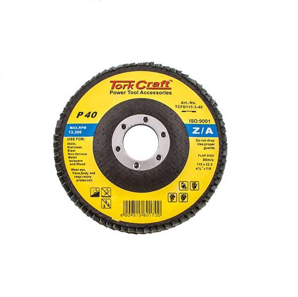 "Tork Craft - Flap Disc Zirconium 115mm 40 Grit Flat - 5 Pack"