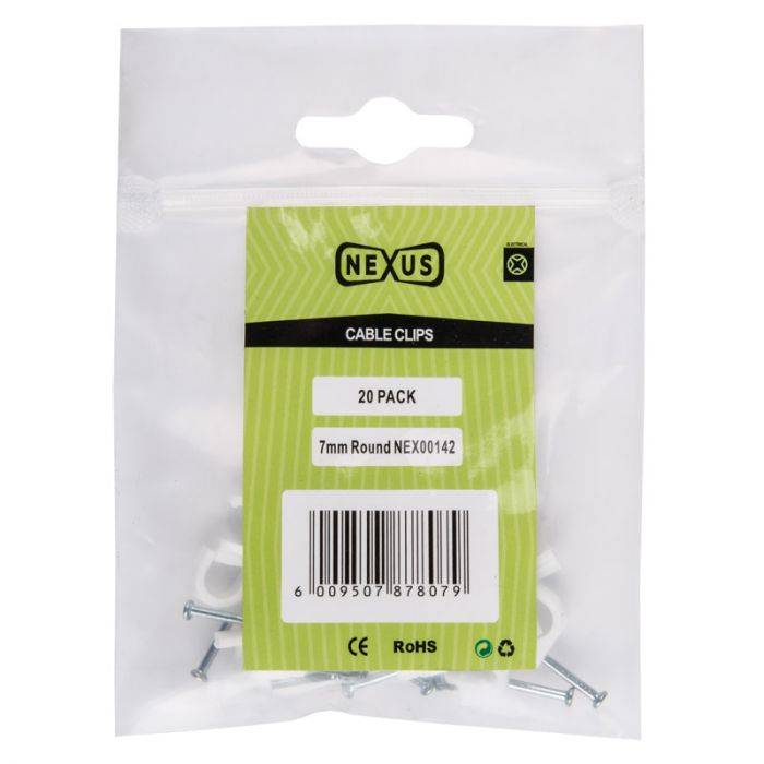 "Nexus - Cable Saddle Round 8mm 20 - 50 Pack"