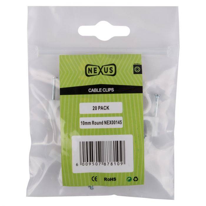 "Nexus - Cable Saddle Round 10mm 20 - 20 Pack"
