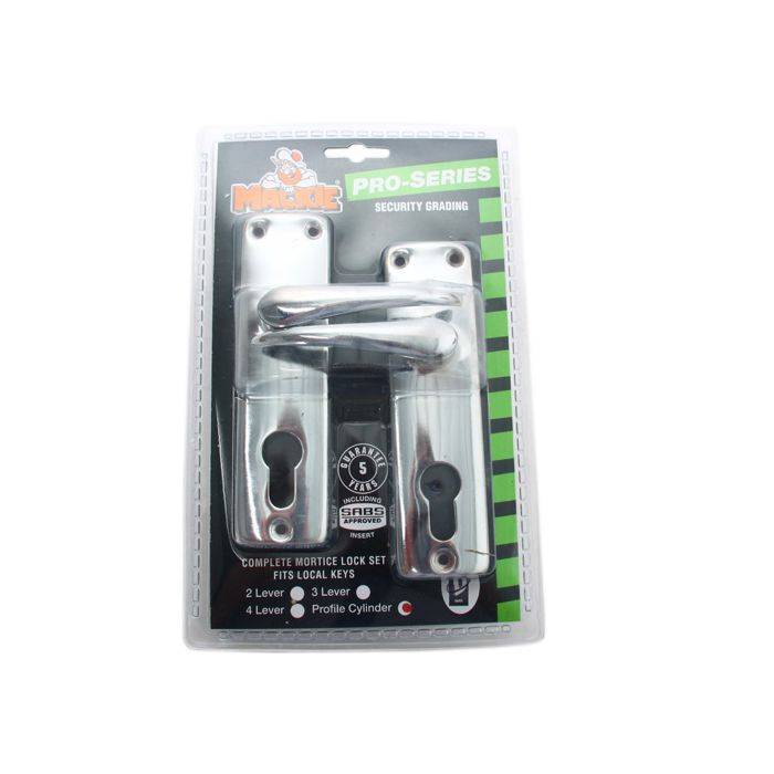 Mackie - Mortice Lockset Chr Plated W/H/Duty Handles 2L - 2 Pack