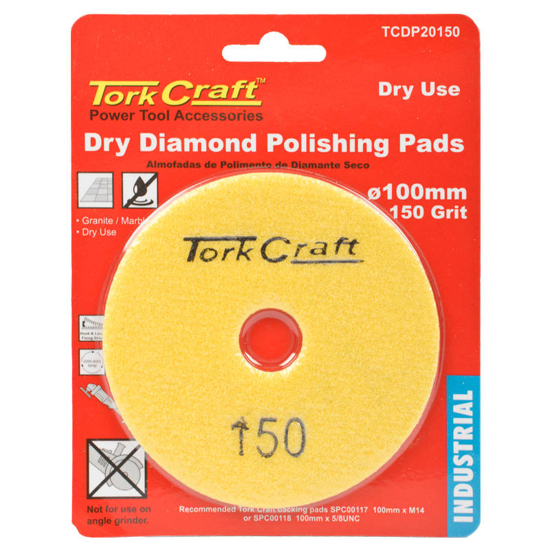 Tork Craft - 100mm Diamond Polishing Pad 150 Grit Dry Use