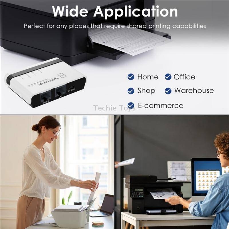WAVLINK NU516U1 USB2.0 Wireless Printer Server With 10 / 100Mbps LAN / Bridge WiFi(UK Plug)