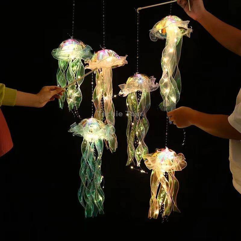 Luminous Jellyfish Lamp Finished Night Light Room Decoration Ambient Light(Random Color)