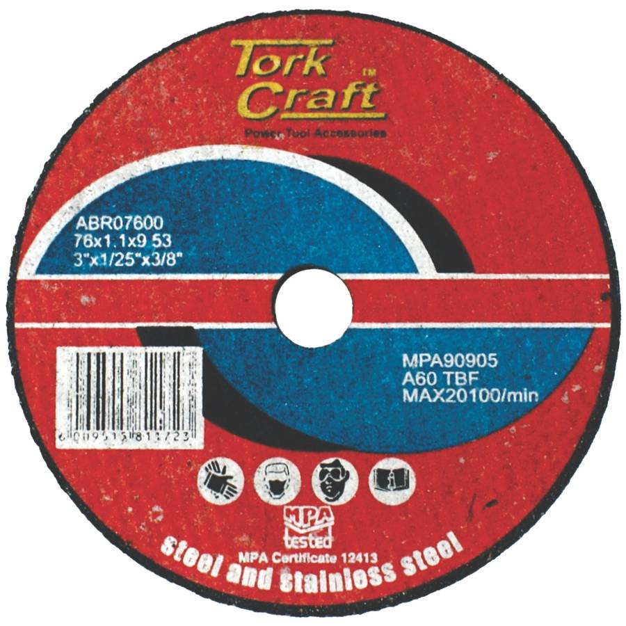 Tork Craft Abrasive Cutting Wheel For Steel 76 X 1.1 X 9.53