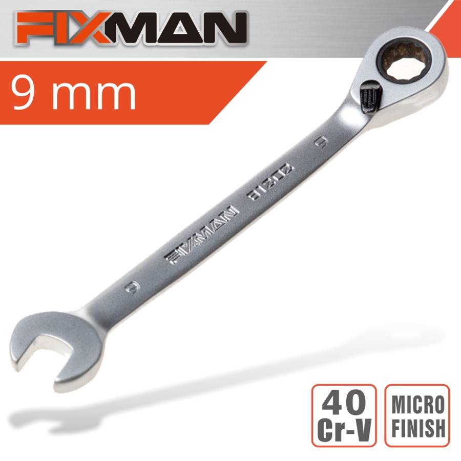 Fixman Reversible Combination Ratcheting Wrench 9Mm