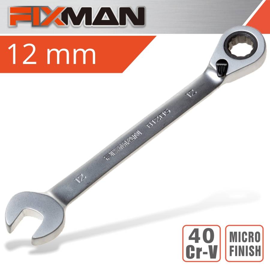 Fixman Reversible Combination Ratcheting Wrench 12Mm