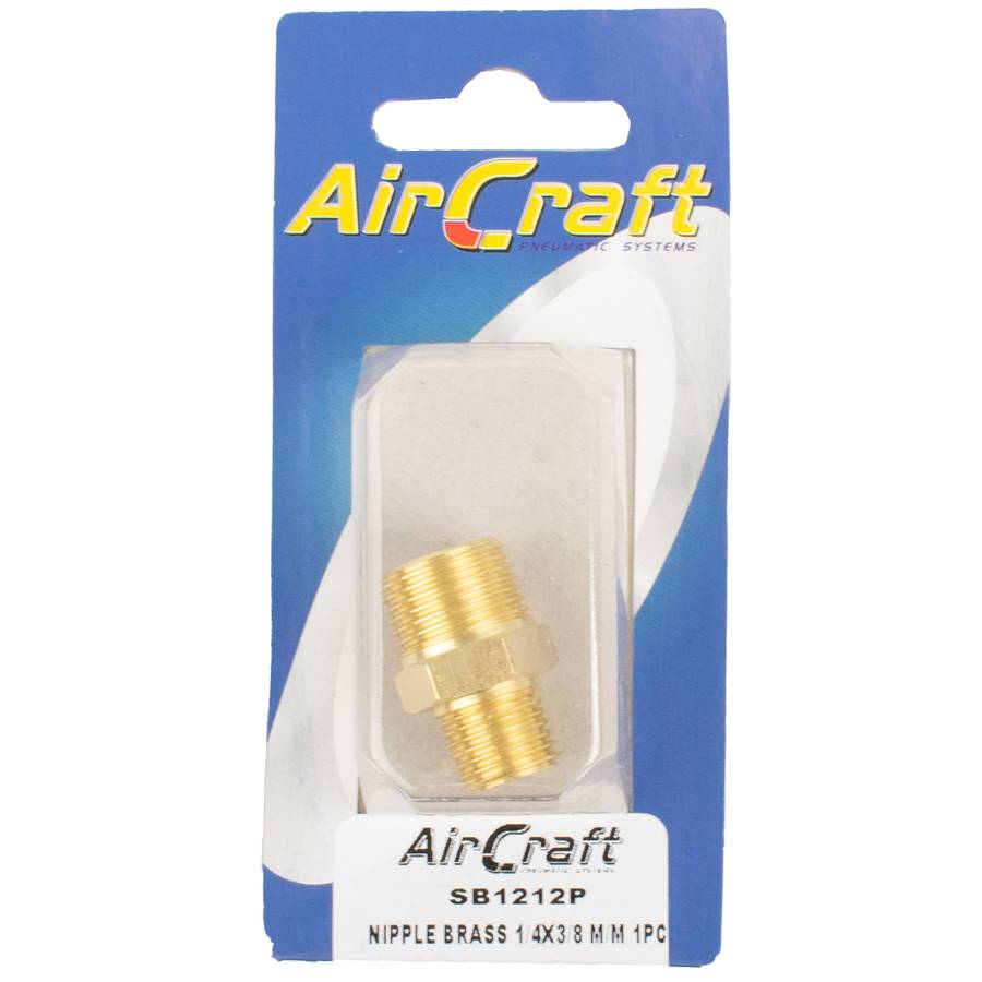 Aircraft Nipple Brass 1/4X3/8 M/M 1Pc Pack