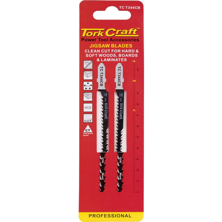 Tork Craft T-Shank Jigsaw D/Sided For Thick Hard/Softwood/Lam 4Mm 11Tpi 116Mm 2Pc