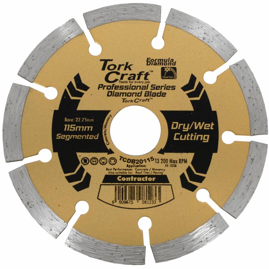 Tork Craft Diamond Blade 10Mm Seg For Cutting Building Materials 115Mm 22X23Mm