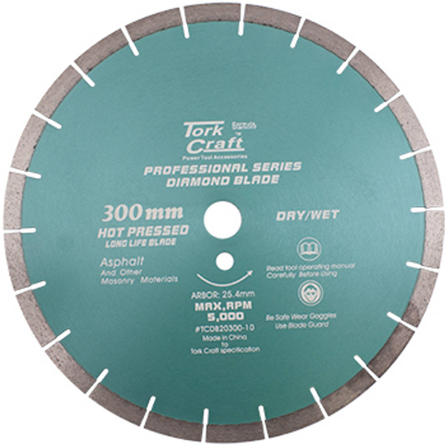Tork Craft Diamond Blade 300 X 25.4Mm Asphalt Hot Pressed Segmented Tar
