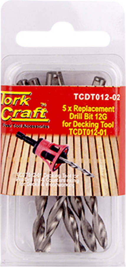 Tork Craft Replacement Drill Bits 12G X 5Pc For Decking Tool Tcdt012-01