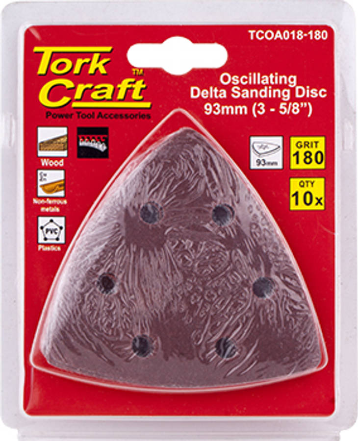 Tork Craft Oscillating Sandpaper A/O 93Mm 10Pc Delta Shape 180Grit