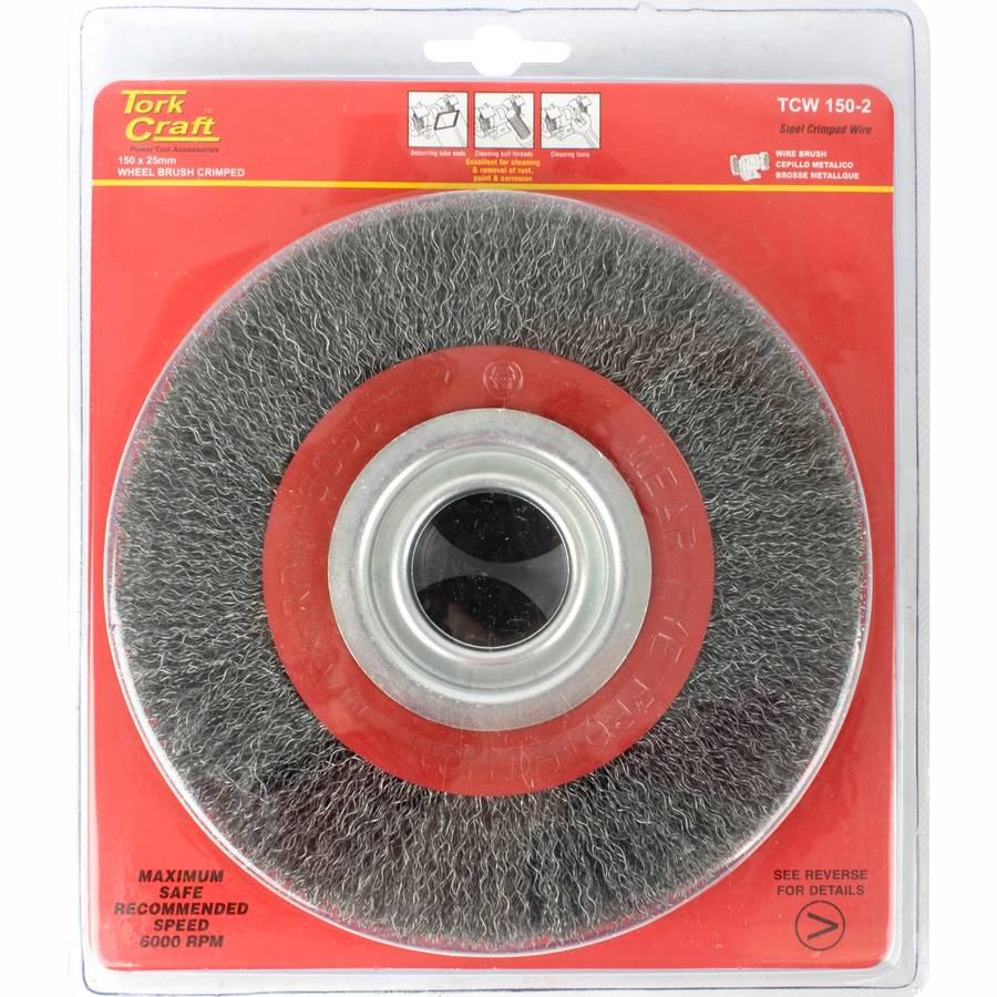 Tork Craft Wire Wheel Brush 150 X 25Mm 0.30Mm Wire Bench Grinder Blister