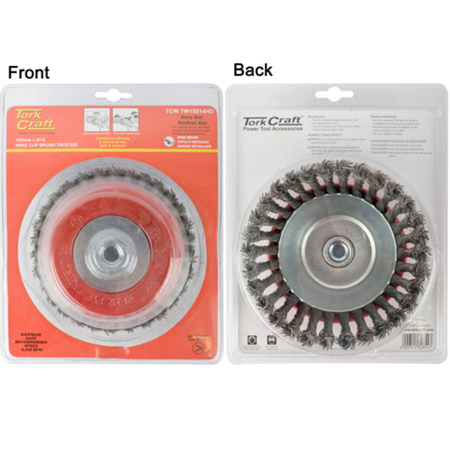 Tork Craft Wire Cup Brush Twisted 150Mm X M14 With 0.80Mm Wire Heavy Duty