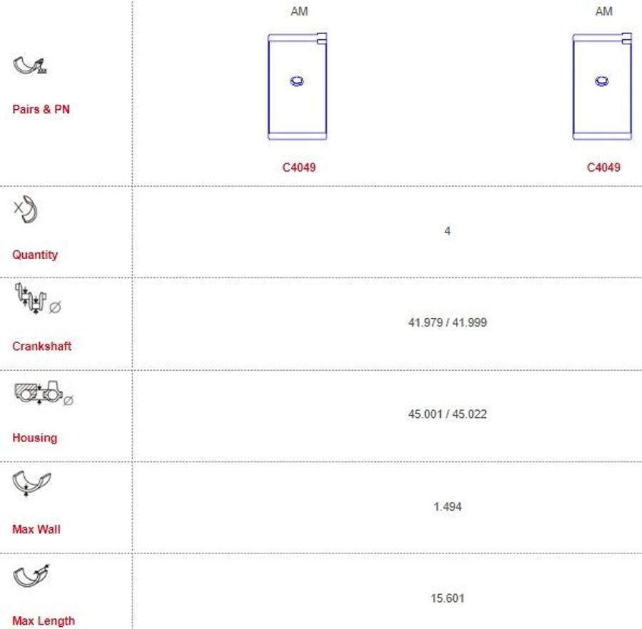 Proton / Mitsubishi con-rod bearing set 4 cyl (000)