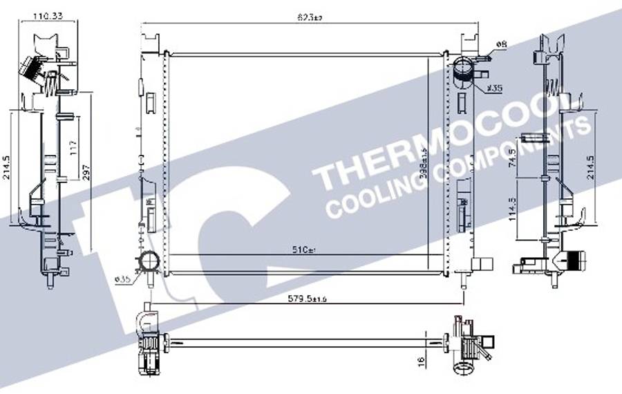 Renault Radiator - Aluminium (510x398x16)