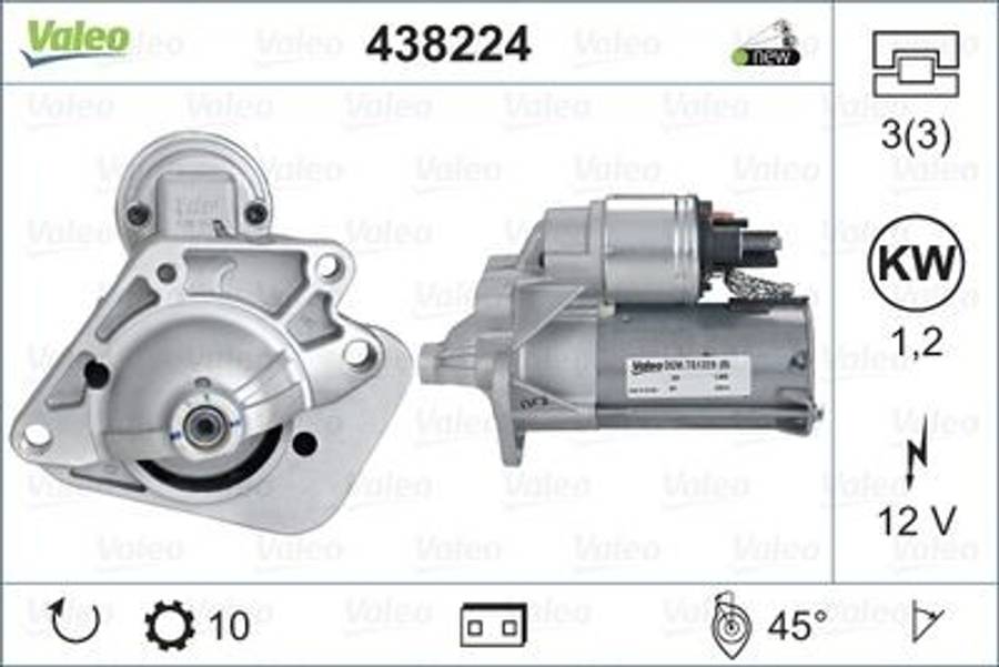 Renault starter motor - 12 volt (10 TEETH)