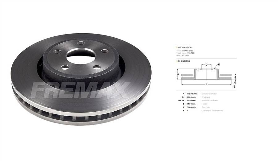 Jeep brake disc front - vented (350x32/54.5)