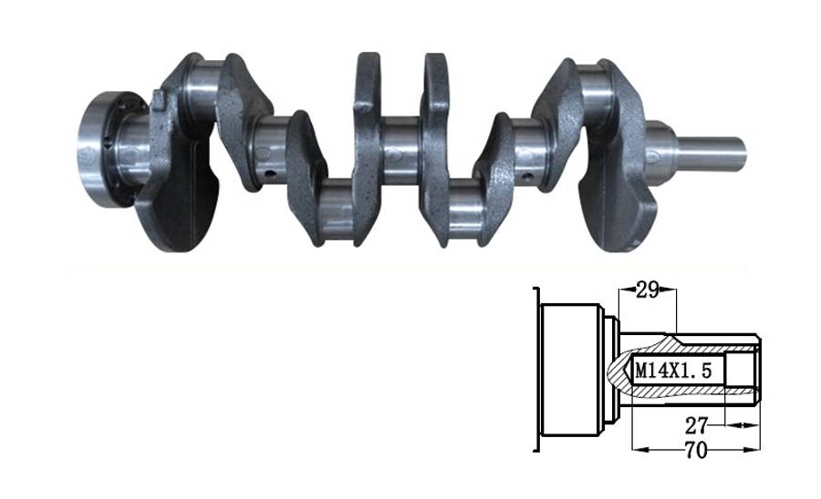 Renault crankshaft - cast iron (14.5mm HOLE M14 THREAD)