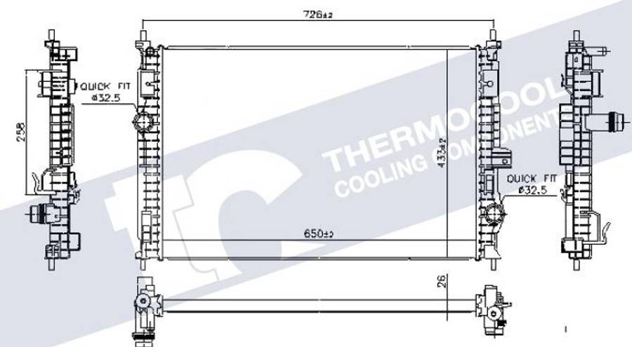 Peugeot radiator-cooling-aluminium 650x433x26