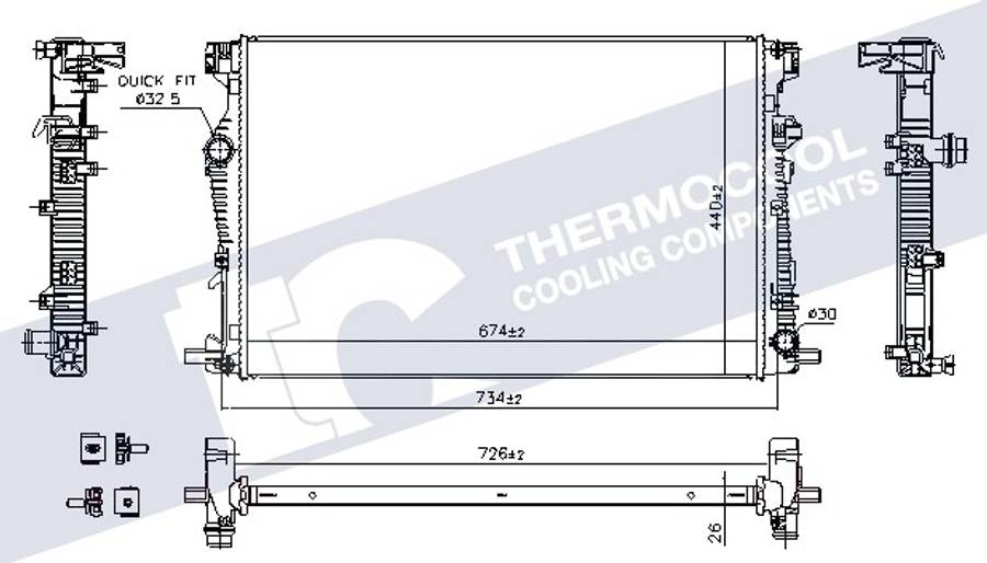 Jeep radiator-cooling-aluminium (674x440x26)
