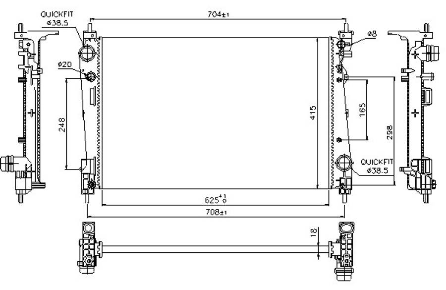Fiat radiator-cooling-aluminium (617x412x16)