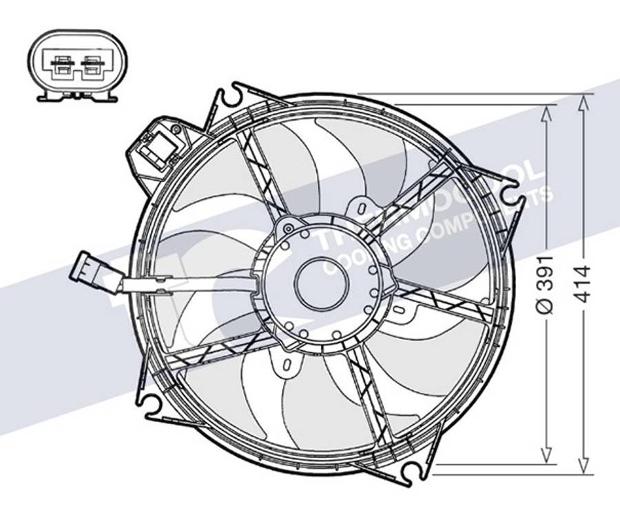Renault Radiator fan-electric 2x 2 PIN