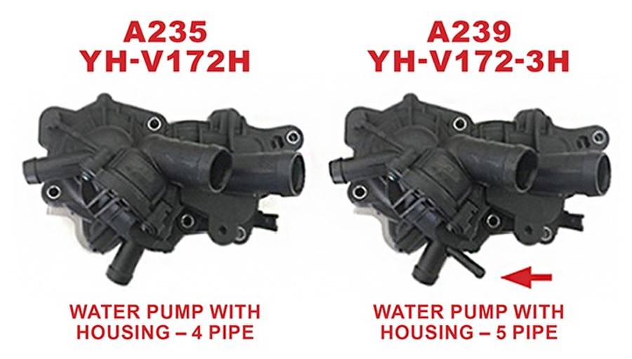 Audi water pump with housing, 5 PIPE REFER PICTURE