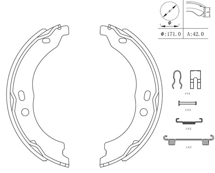 Citroen brake shoes-hand/parking brake - 172X40