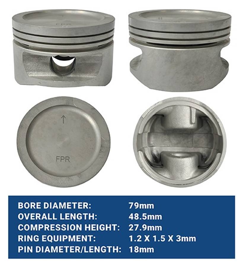 Opel piston w/o rings 1 cyl 1.2x1.5x3 2.7mm DISH Sizes 020/0.50