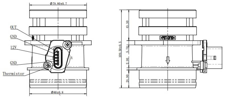 Audi sensor - air mass with body 5 PIN cdaa