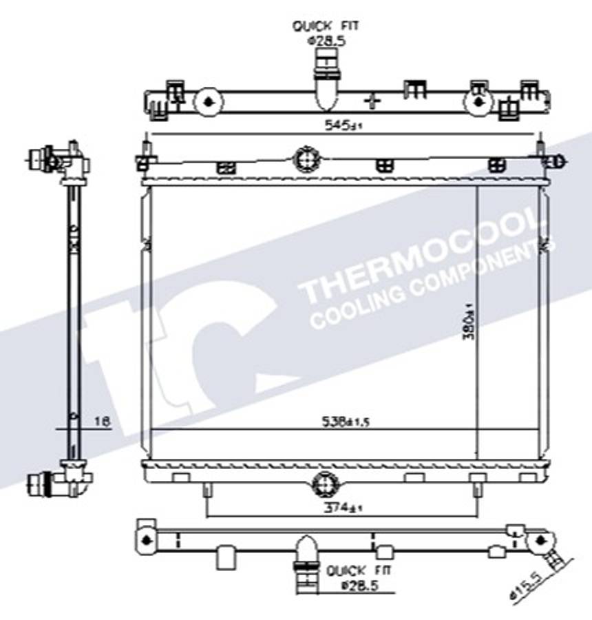 Opel radiator-cooling-aluminium 538x380x16
