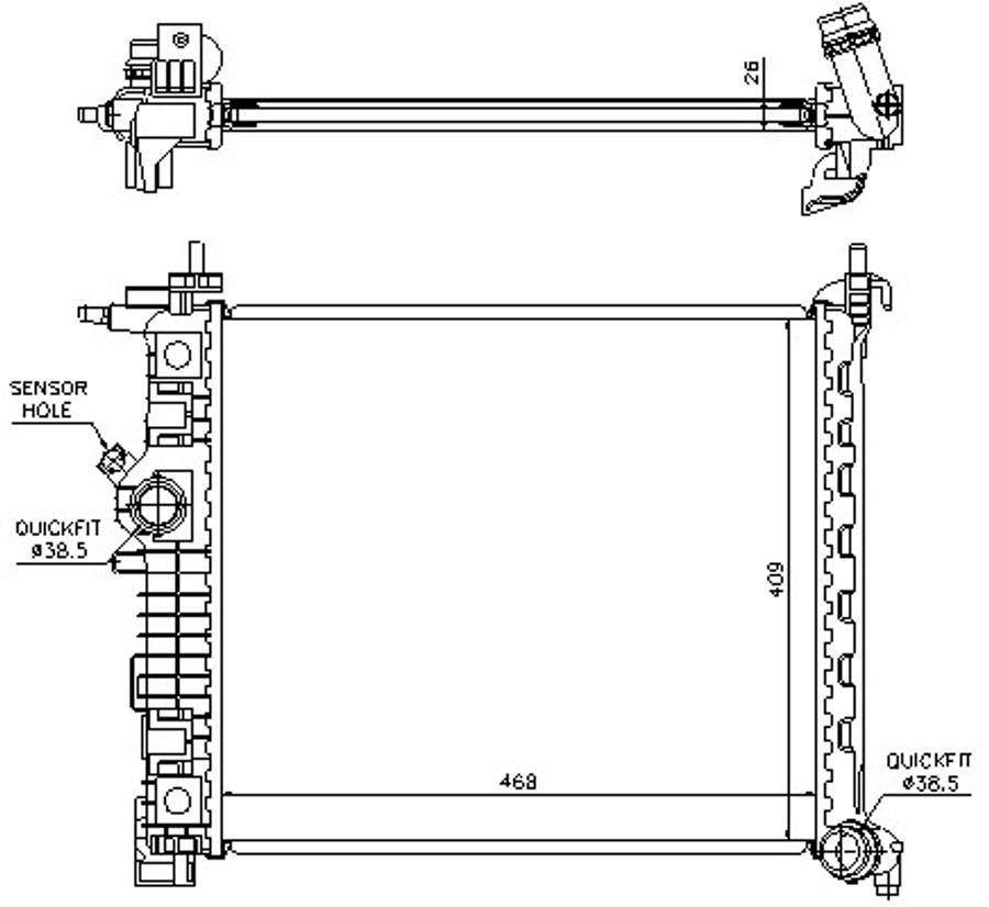 Opel radiator-cooling-aluminium 470x430x26