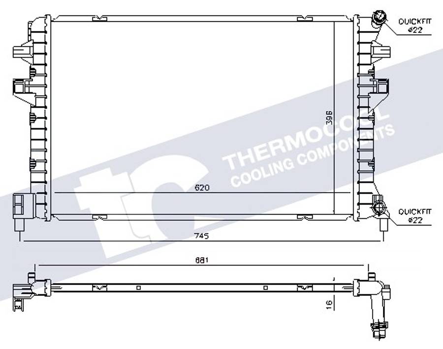 Audi radiator-cooling-aluminium, 620x396x16, auxillary cooler