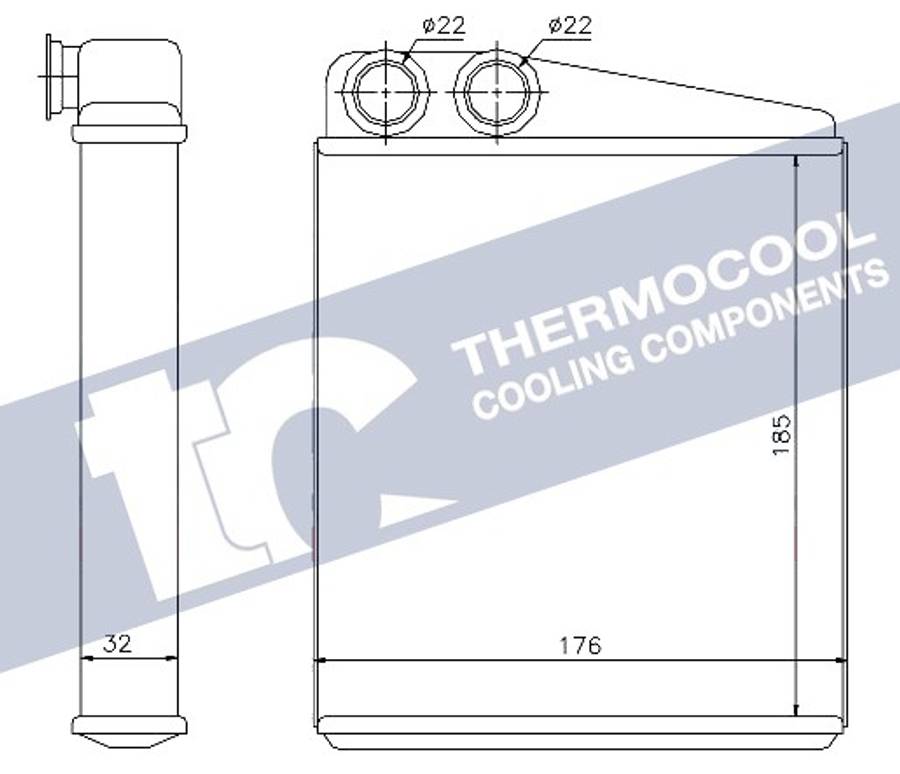Audi radiator-heater-aluminium, 185x176x32