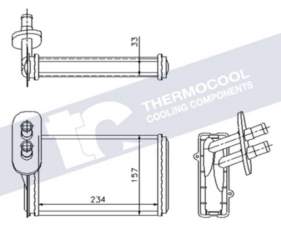 Audi radiator-heater-aluminium, 234x157x33