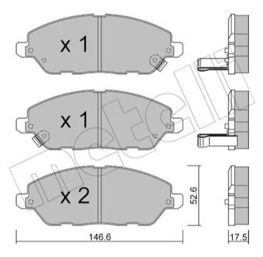 Mahindra brake pad set - front (146.5x52.5x16)