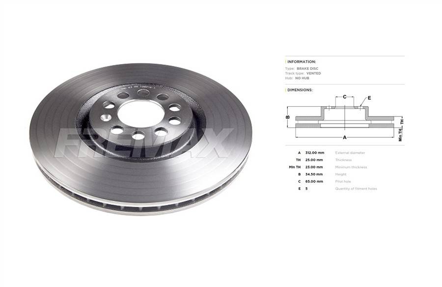 Audi brake disc front - vented 310x25/34.4