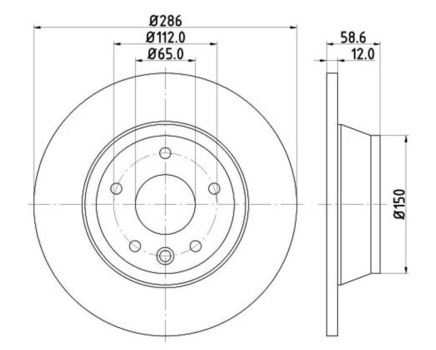 Audi brake disc rear - solid 286x12/59