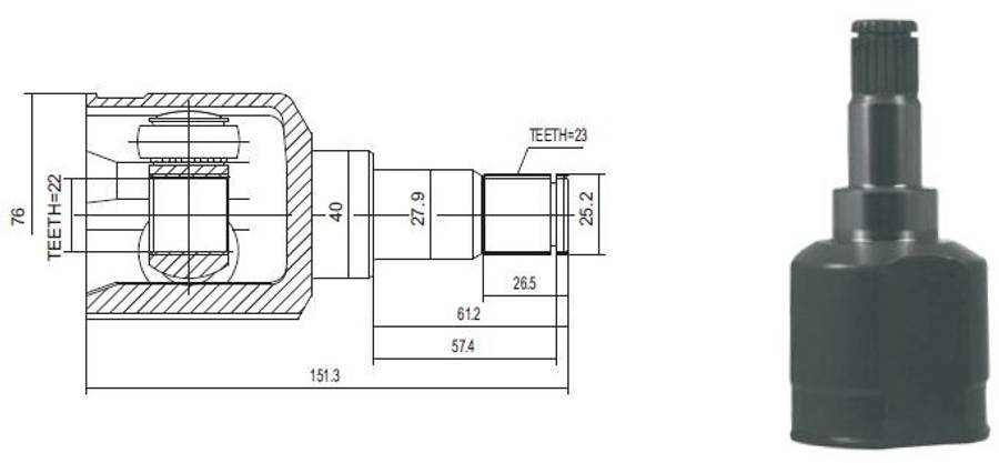 Mazda cv joint - inner 23-22-40