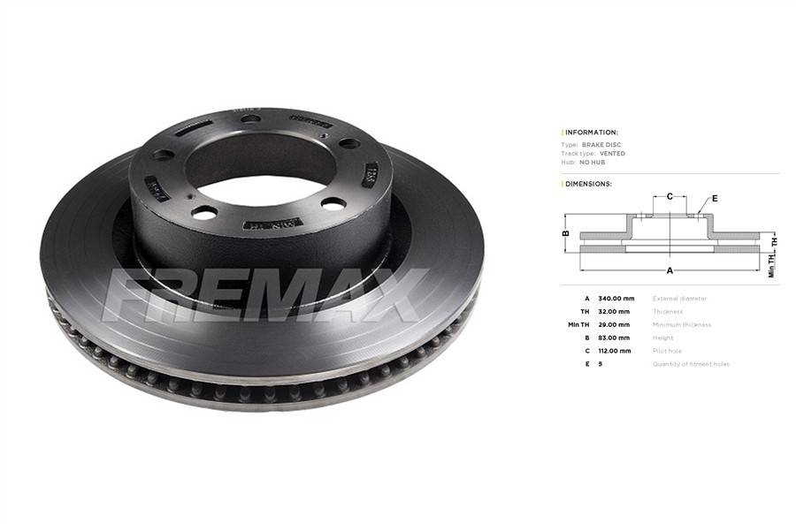 Lexus brake disc front - vented, 340x32/83.4 -2015