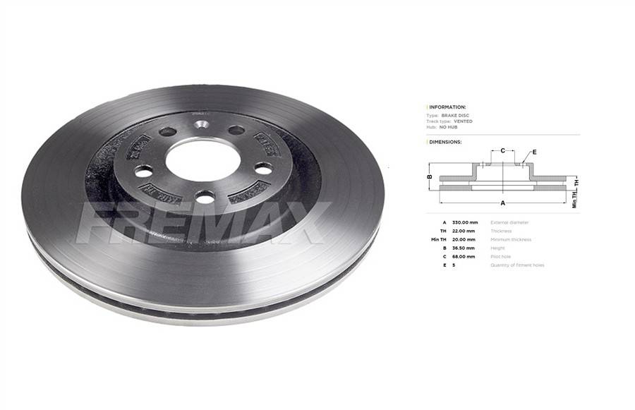 Audi brake disc rear - vented 330x22/36