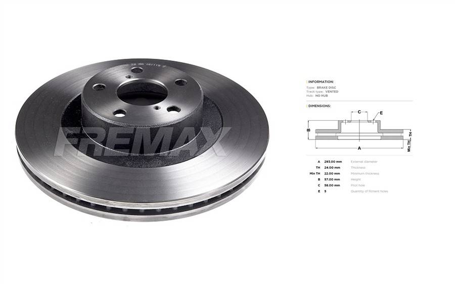 Subaru brake disc front - vented 294x24/56.5