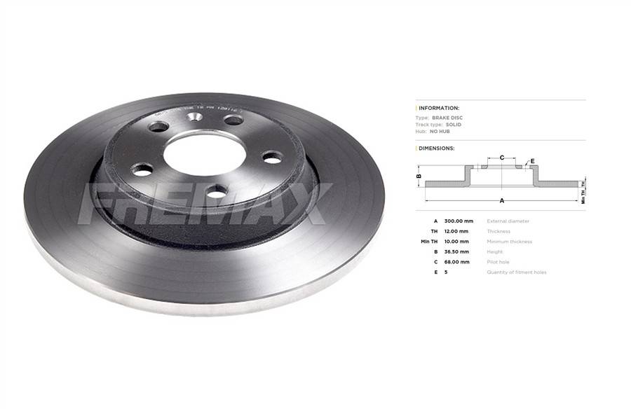 Audi brake disc rear - solid 300x12/36