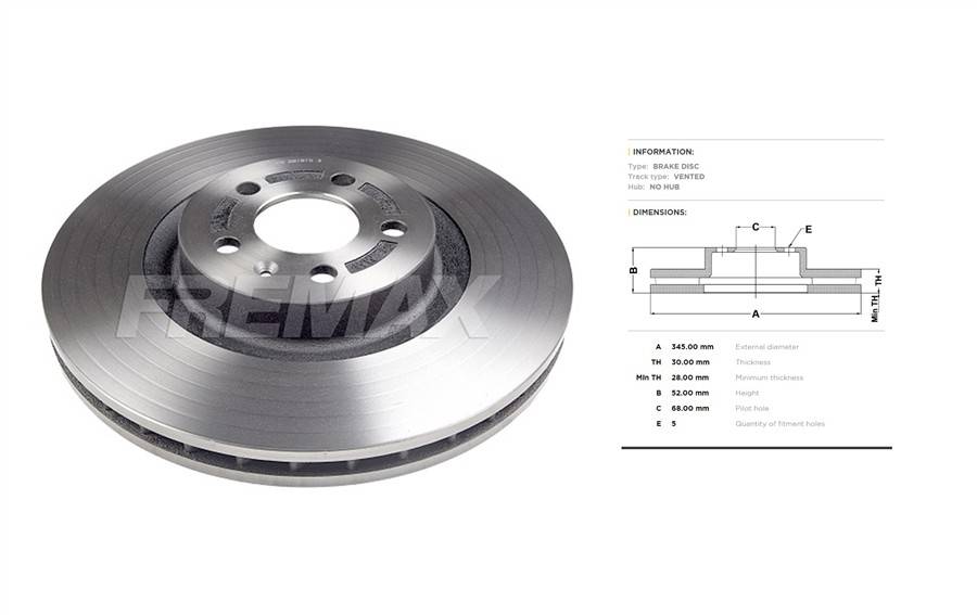 Audi brake disc front - vented 345x29.5/52
